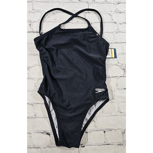 Speedo Swimsuit One Piece Endurance Turnz Tie Back Solid WOMENS GIRLS SIZE 24 - Picture 1 of 11